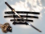 Bamboo Handgeschmiedetes Samurai Schwerter-Set mit 12-mal gefalteter Damast Klinge von Feng Lin